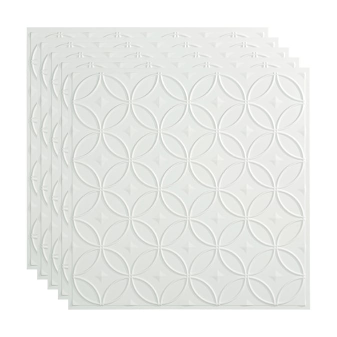 Fasade 2-ft x 2-ft Rings Matte White PVC Drop Ceiling Tile (5-Pack, 20-sq ft / Case)