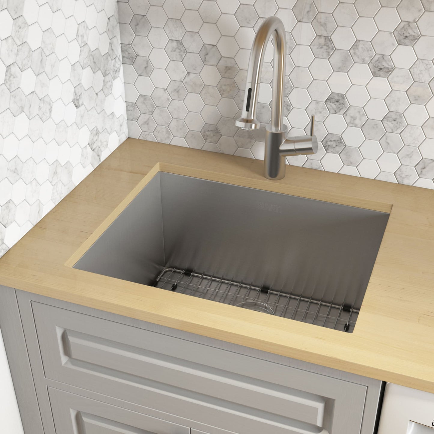 Ruvati Stainless Steel Undermount Laundry Sink with Drain - 21" x 18"