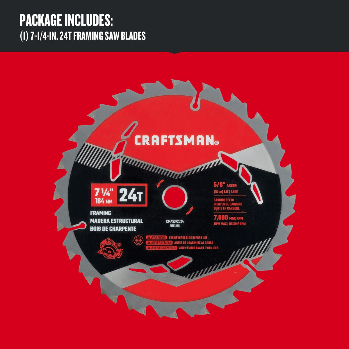 CRAFTSMAN 7-1/4-in 24-Tooth Carbide Circular Saw Blade