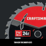 CRAFTSMAN 7-1/4-in 24-Tooth Carbide Circular Saw Blade