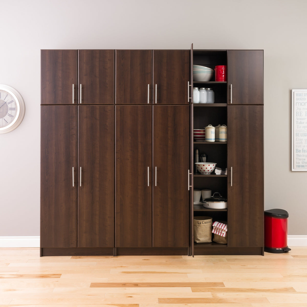 Prepac Elite 96-in W x 89-in H Wood Composite Espresso Freestanding Utility Storage Cabinet