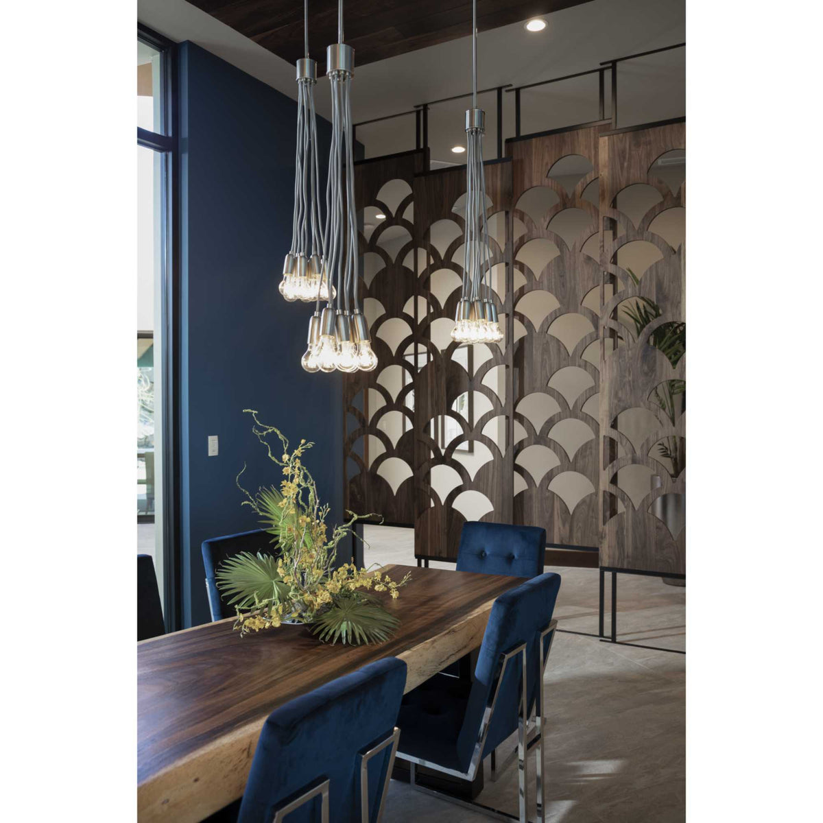 Progress Lighting Cirro 9-Light Brushed Nickel Mid-century Geometric Mini Hanging Pendant Light