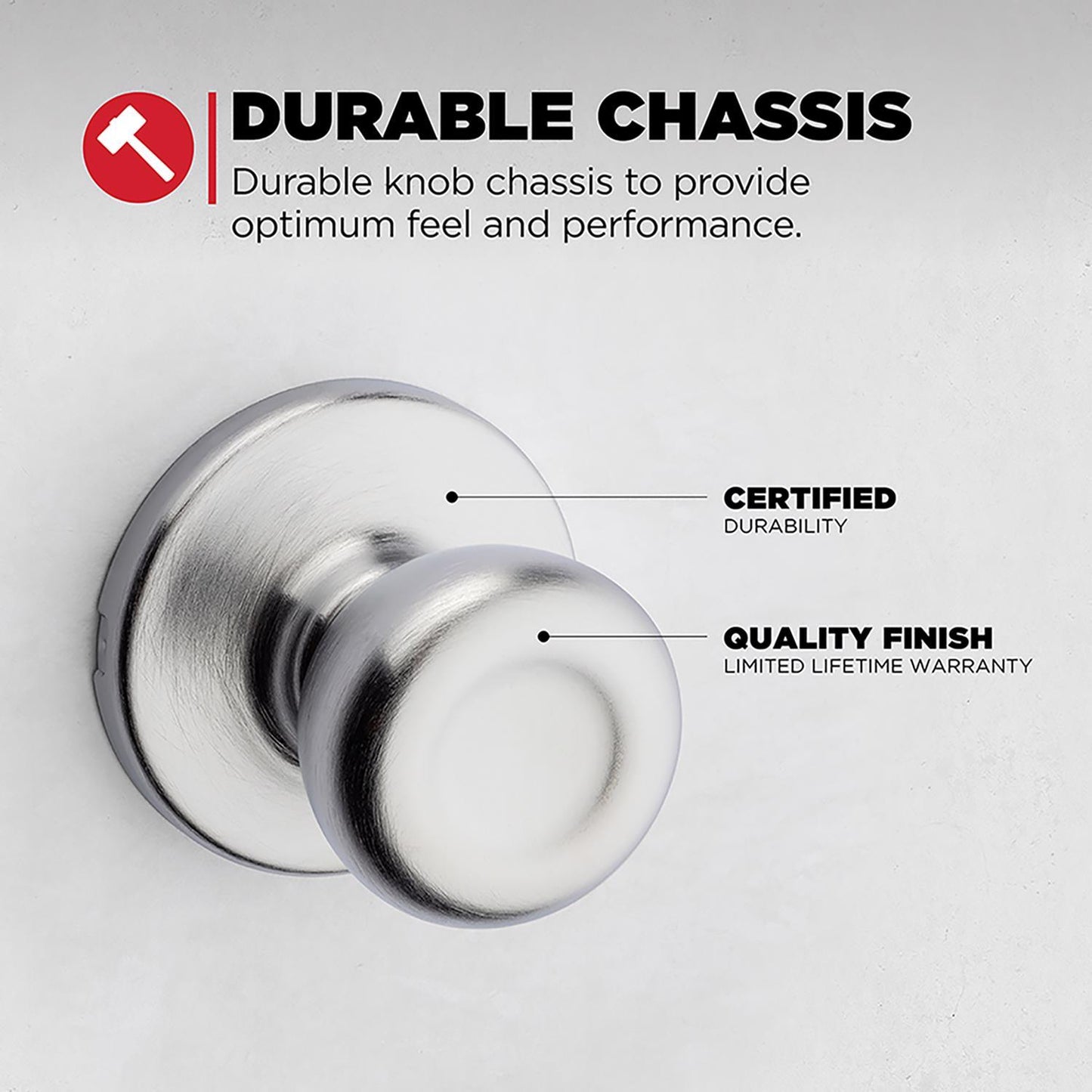 Kwikset Tylo Satin Chrome Passage Door Knob, Universal Handing