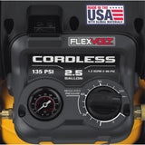 FLEXVOLT 2.5 Gal. 60-Volt MAX Brushless Cordless Electric Air Compressor Kit w/ Battery 2Ah, Charger and Bonus Battery - Super Arbor