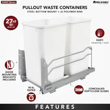 Rev-A-Shelf 27-Quart Plastic Soft Close Pull Out Trash Can