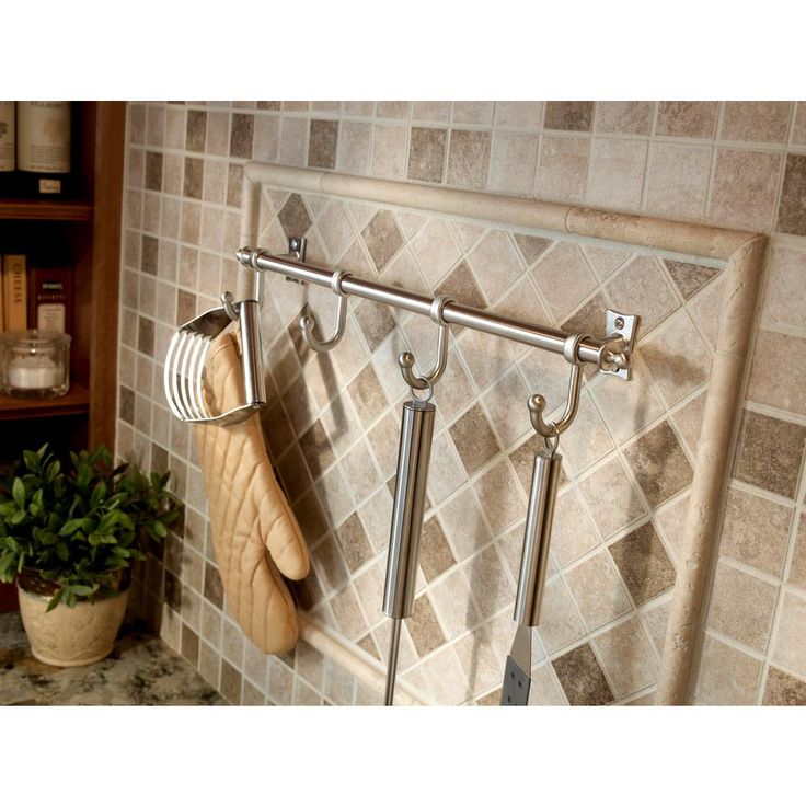 Essick 19 in. Satin Nickel Hook Rack