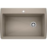 DIAMOND Silgranit Dual Mount Granite Composite 33.5 in. 1-Hole Single Bowl Kitchen Sink in White - Super Arbor