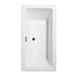 Melody 59.5 in. Acrylic Flatbottom Bathtub in White with Matte Black Trim - Super Arbor
