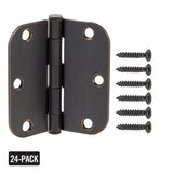 3-1/2 in. x 5/8 in. Radius Brushed Oil-Rubbed Bronze Door Hinge Value Pack (24-Pack)