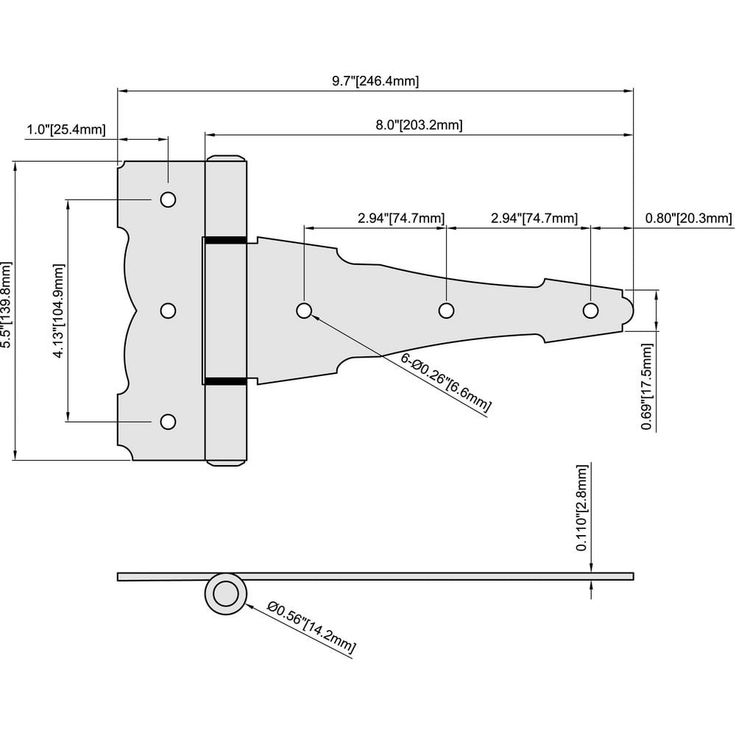 Everbilt 8 in. Black Stainless Steel Decorative Gate Tee Hinge