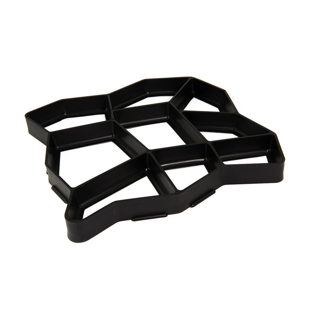 17 in. x 17 in. x 1.5 in. Black Plastic Mold Reusable Concrete Stepping Stone, DIY Paver Pathway Maker - Super Arbor
