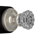 Classic Rosette 2-3/8 in. Backset Satin Nickel Privacy Bed/Bath Crystal Glass Door Knob - Super Arbor