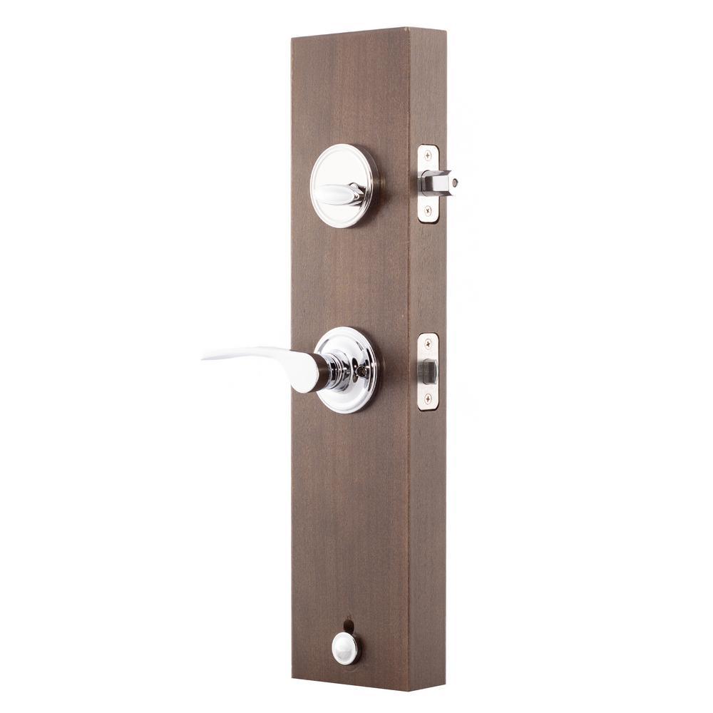 Soft Contemporary Polished Stainless Door Handleset with Right Hand Scandinavian Lever Trim - Super Arbor