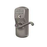 Schlage Plymouth Aged Bronze Keypad Lever with Flair Lever, Flex-Lock Electronic Door Lock