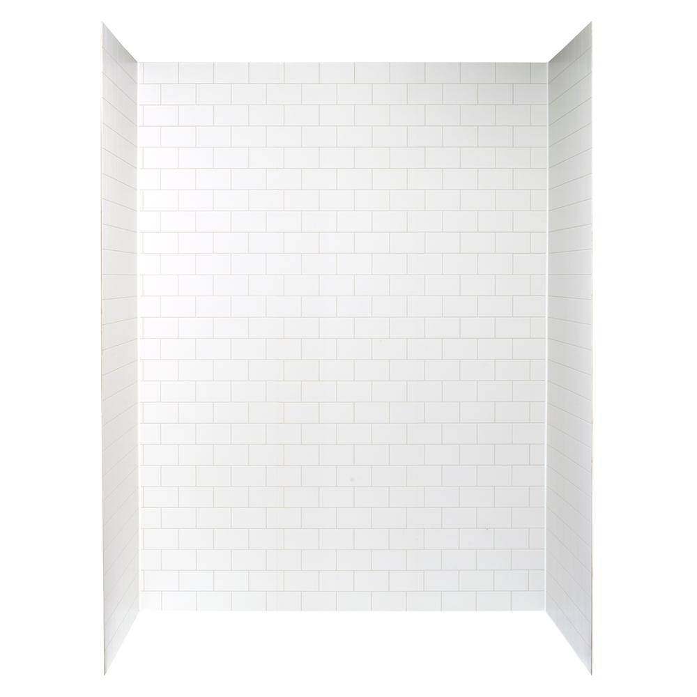 Jetcoat 32 in. x 60 in. x 78 in. 5-Piece Easy-up Adhesive Alcove Shower Surround in White Subway - Super Arbor