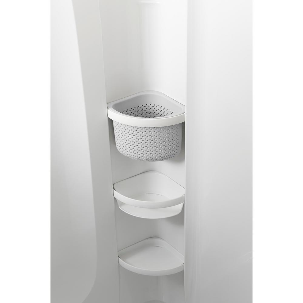 STORE+ 30 in. x 60 in. Single Threshold Left-Hand Shower Base with Shower Walls and 12-Piece Accessory Kit in White - Super Arbor
