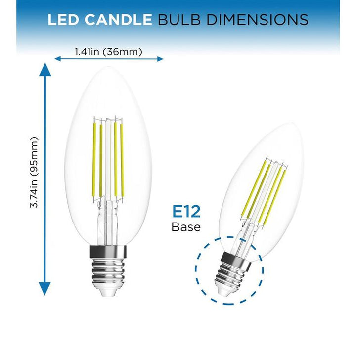 Viribright 35-Watt Equivalent B10 Dimmable E12 Candelabra Base LED Light Bulb Cool White (12-Pack) 4000K