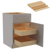 Home Decorators Collection Grayson 21 in. W x 24 in. D x 34.5 in. H Assembled Plywood Base Kitchen Cabinet in Pearl Gray with 2ROT Knife Block RH