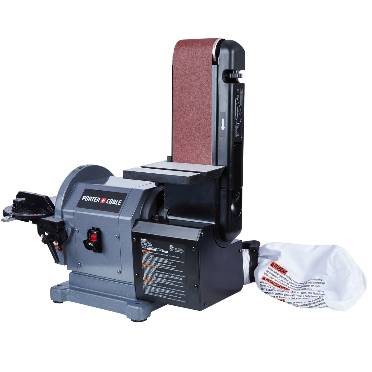 PORTER-CABLE 4-in x 36-in Belt, 8-in Disc, 5-Amp Benchtop Sander