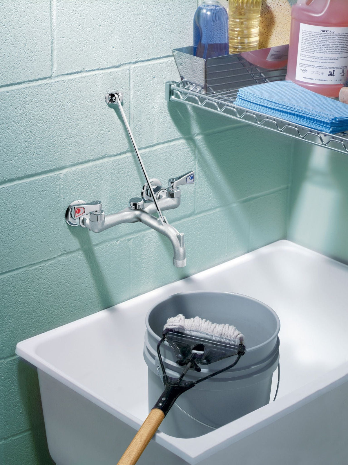 Moen M-DURA Chrome 2-Handle Wall-Mount Utility Faucet