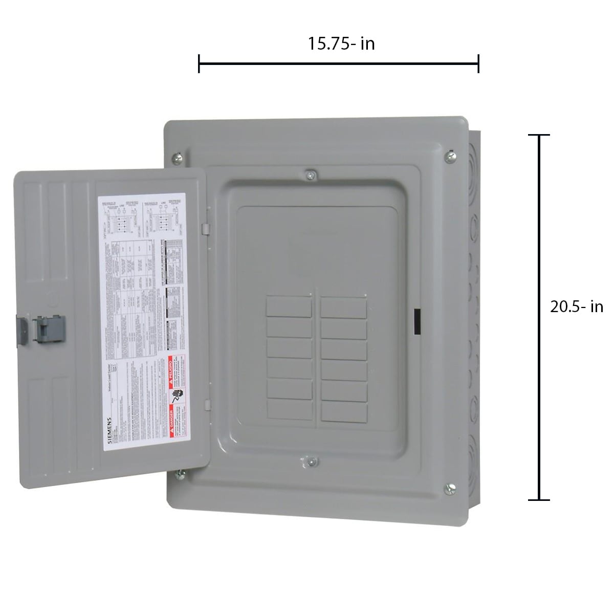 Siemens SN 125-Amp 12-space load center - angle view