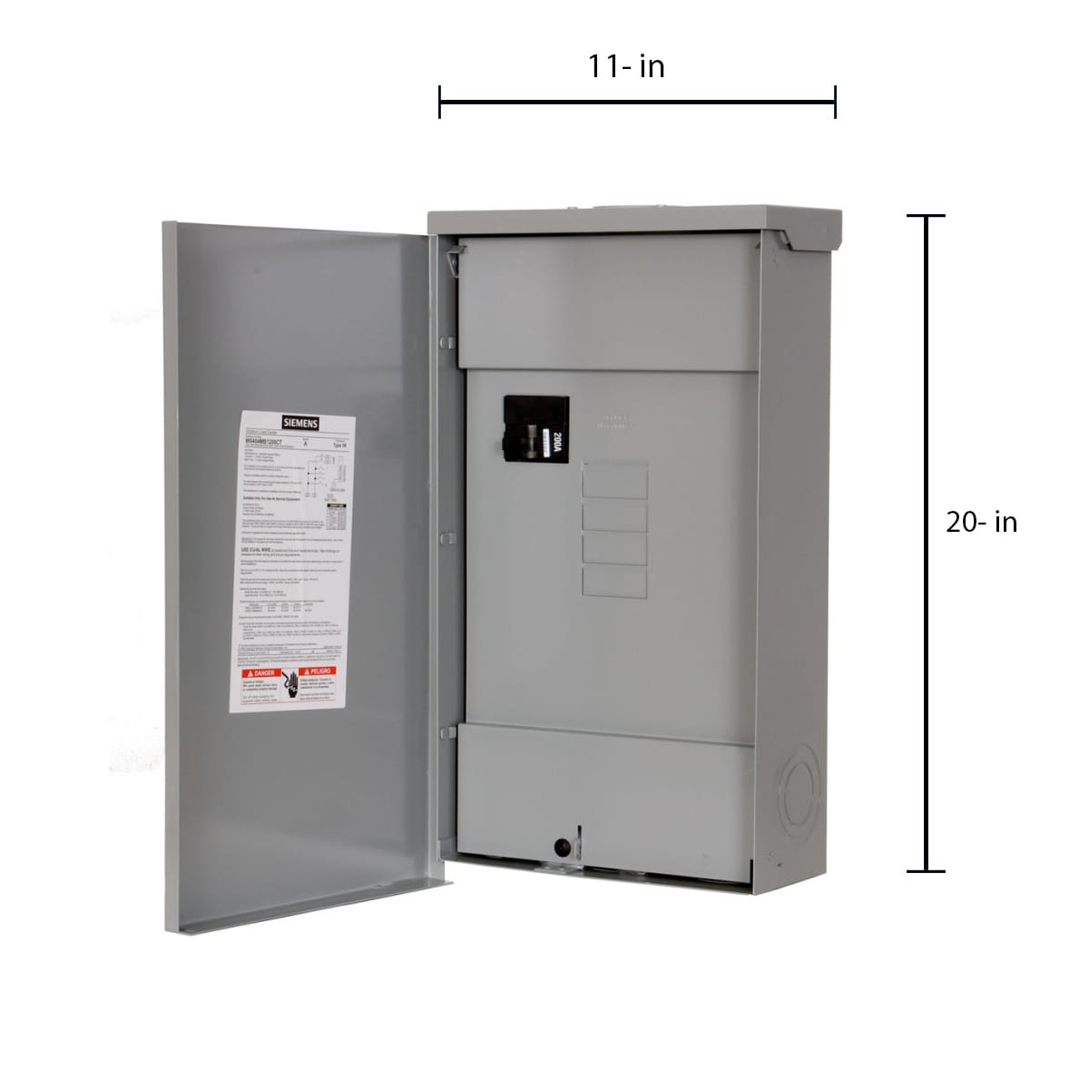 Siemens EQ 200-Amp 4-space load center - angle view