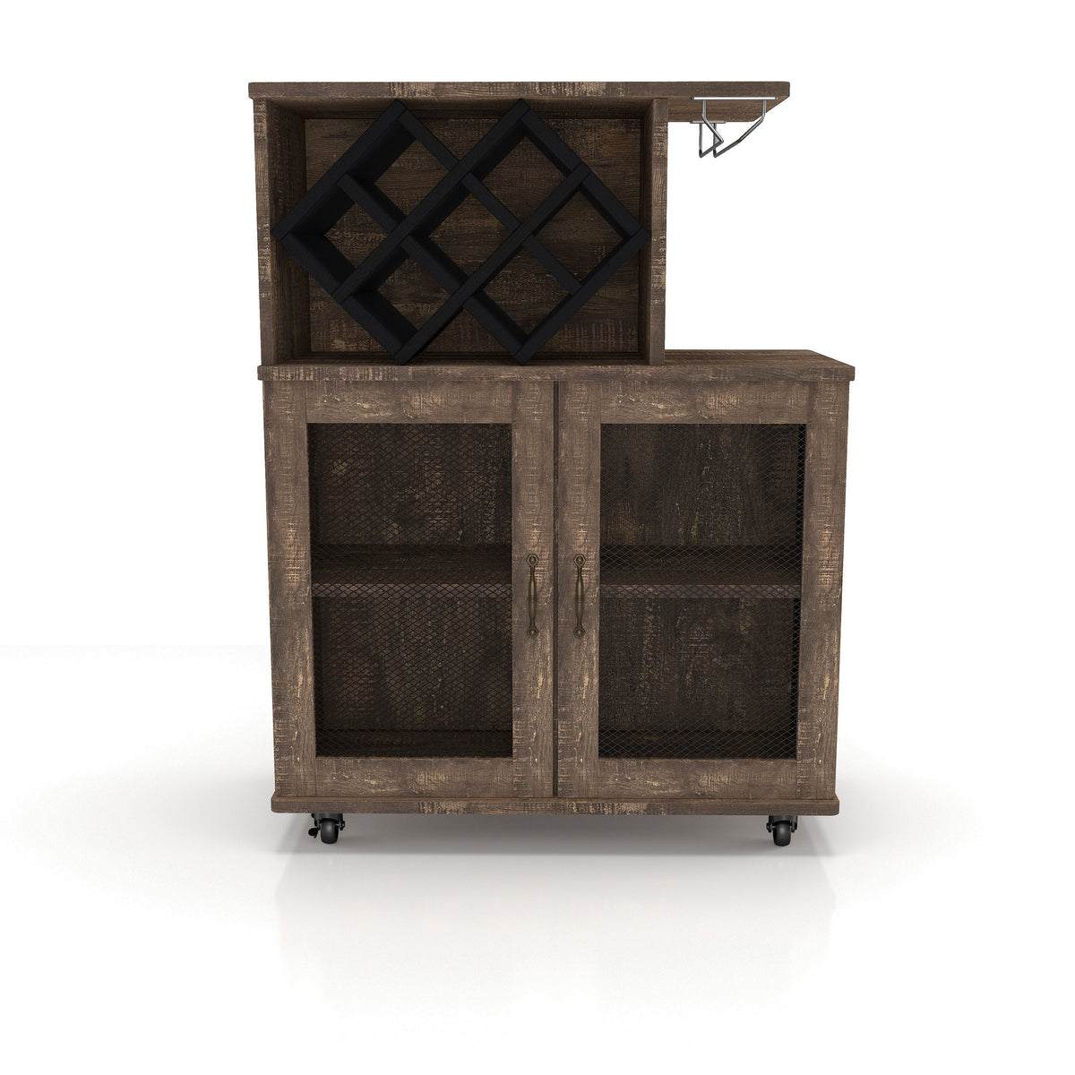 Furniture of America Brown Composite Base with Composite Wood Top Rolling Kitchen Cart (15.7-in x 31.5-in x 41.3-in)