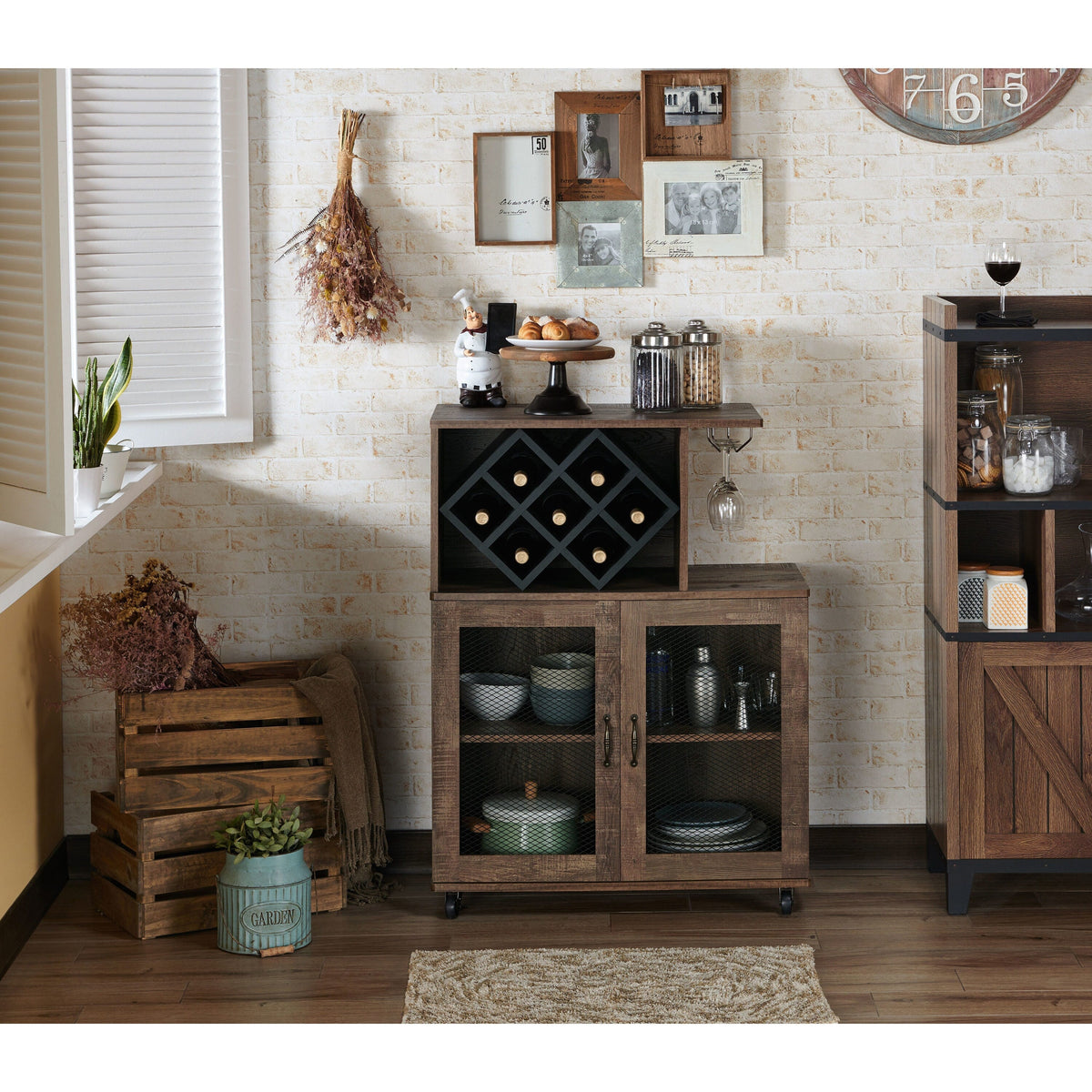 Furniture of America Brown Composite Base with Composite Wood Top Rolling Kitchen Cart (15.7-in x 31.5-in x 41.3-in)
