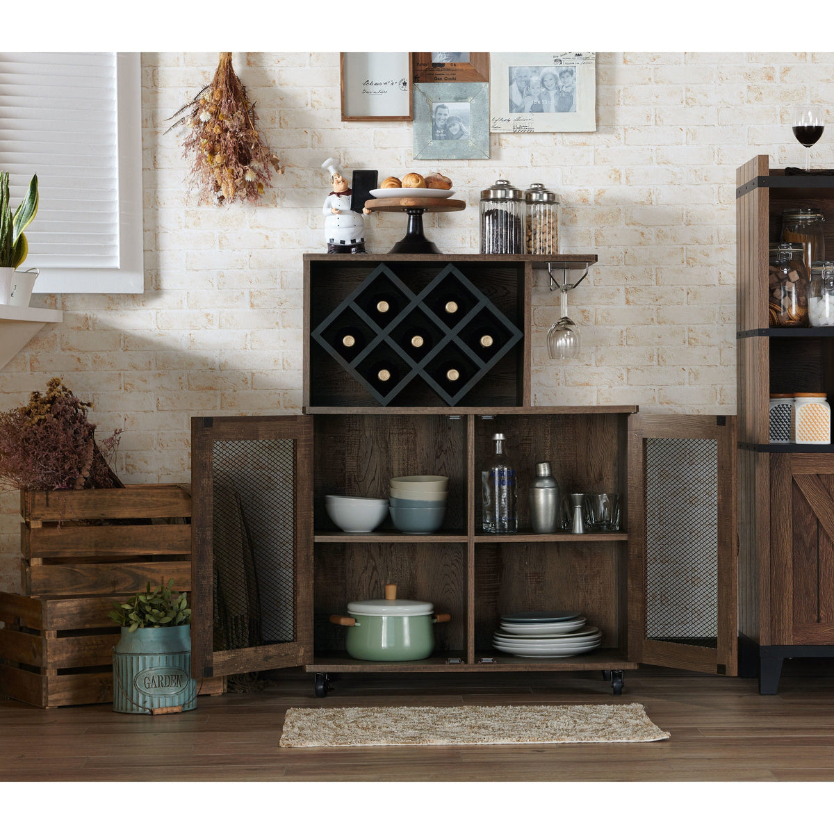 Furniture of America Brown Composite Base with Composite Wood Top Rolling Kitchen Cart (15.7-in x 31.5-in x 41.3-in)