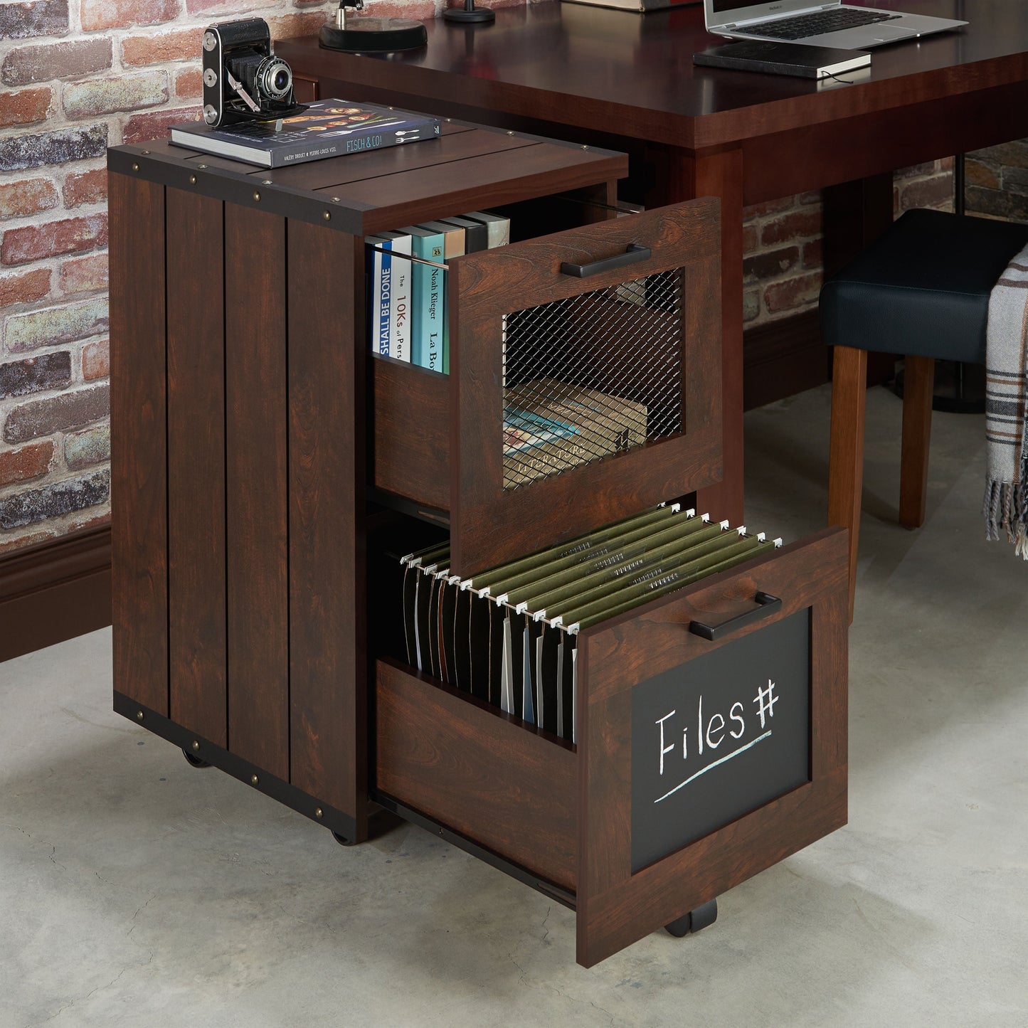 Furniture of America Melbeck Vintage Walnut 2-Drawer 15.7-in File Cabinet