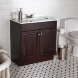 Project Source 30-in Java Single Sink Bathroom Vanity with White Cultured Marble Top