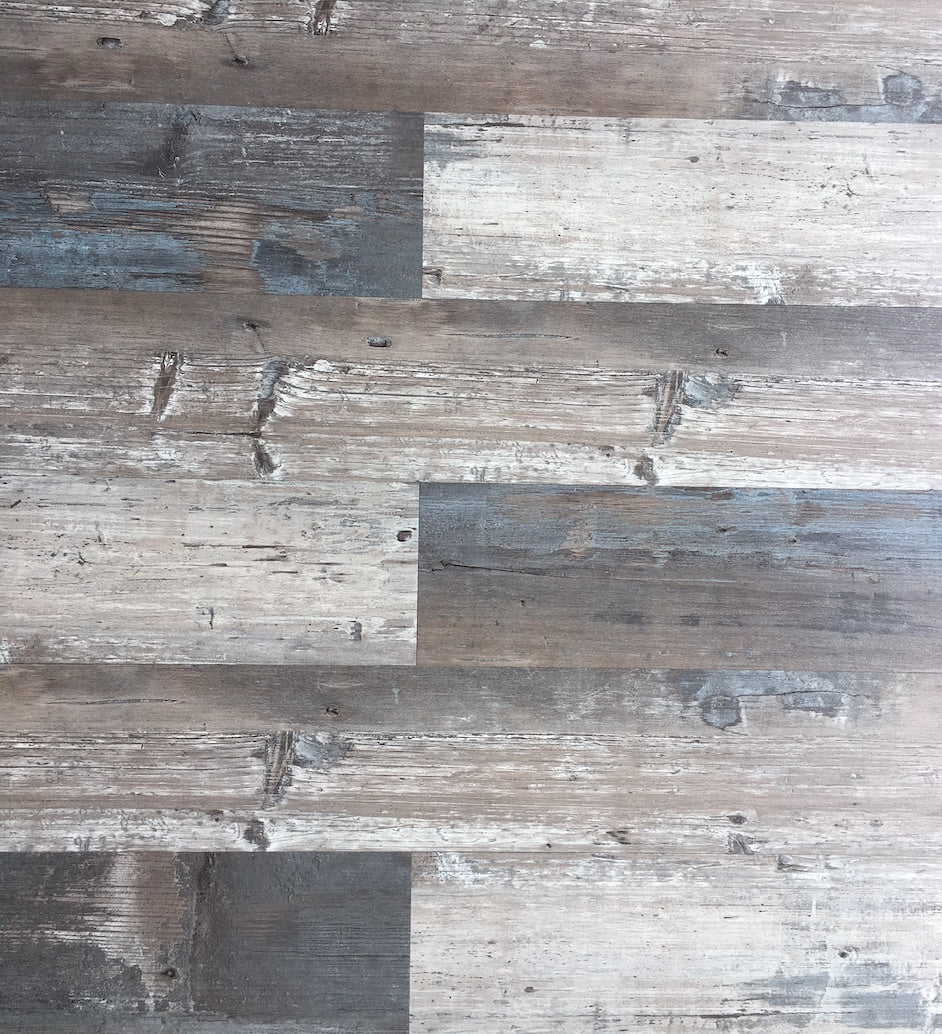 Deco Products Rumba Light Blue/Brown/Grey/White Luxury Vinyl Plank Sample, 6 x 6 in, 8-mil Wear Layer