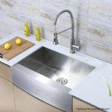 Handmade Farmhouse Apron-Front Stainless Steel 33 in. Single Bowl Kitchen Sink