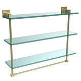 Montero 16 in. L  x 18 in. H  x 6-1/4 in. W 3-Tier Clear Glass Bathroom Shelf with Towel Bar in Satin Chrome - Super Arbor