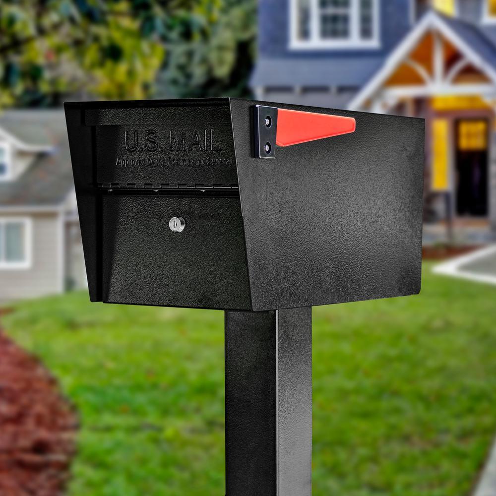 Mail Manager PRO Locking Post Mount Mailbox with High Security Reinforced Patented Locking System, Black - Super Arbor