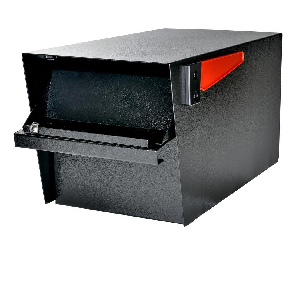 Mail Manager Street Safe Black Post-Mount Mailbox with High Security Reinforced Rear Locking System - Super Arbor