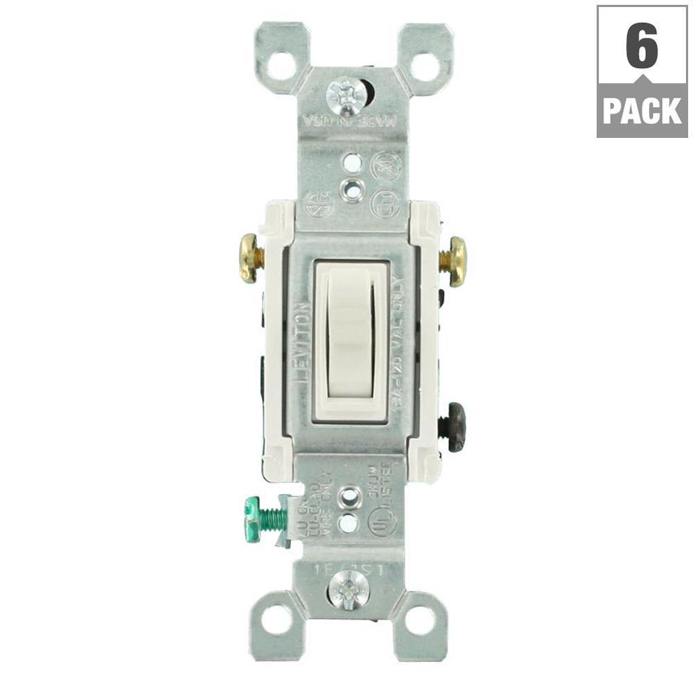 15 Amp 3-Way Toggle Switch, White (6-Pack) - Super Arbor