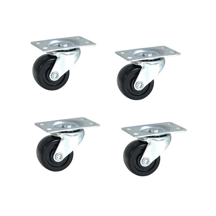 2 in. Dia Low Profile Rubber Swivel Plate Casters (4-Pack)