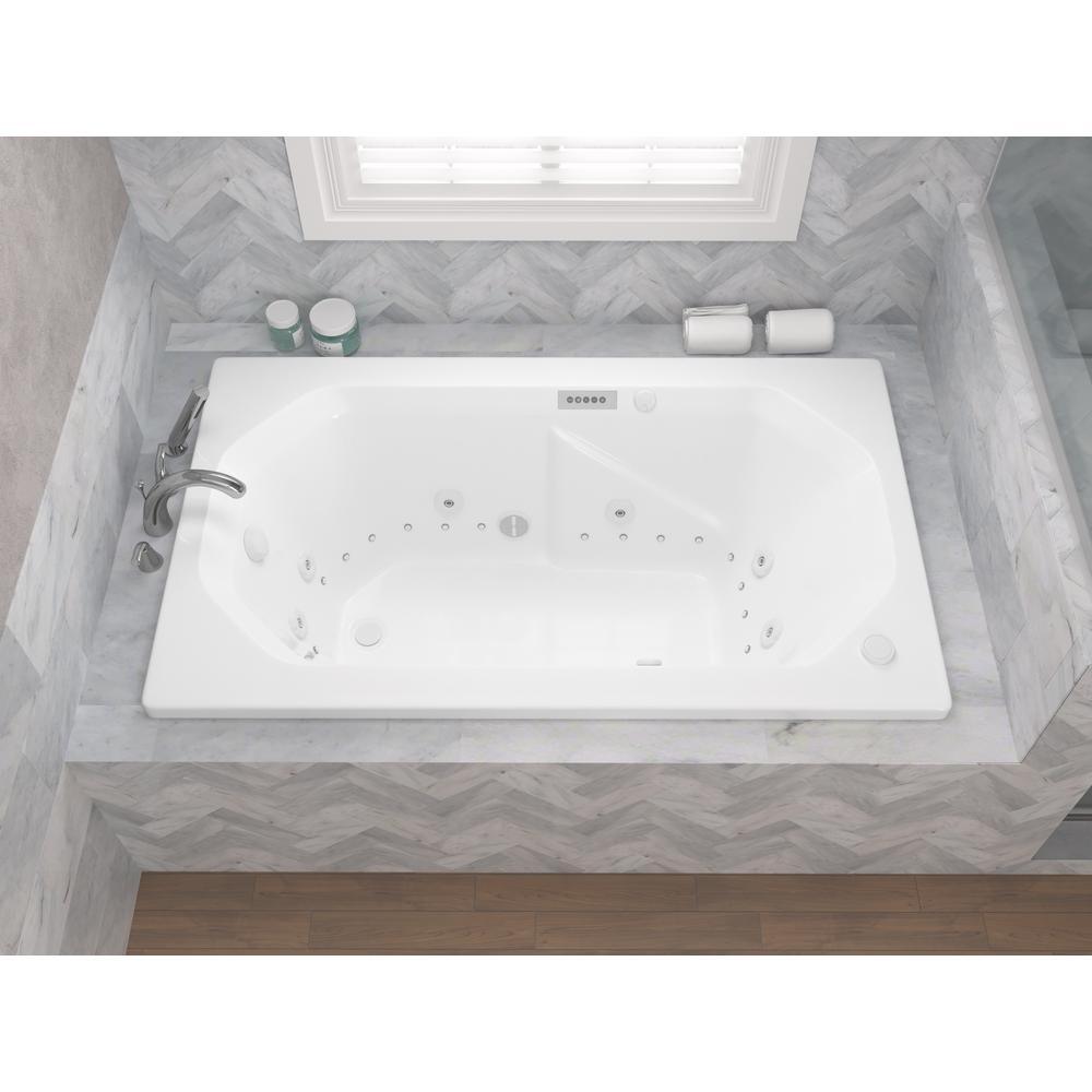 Onyx Diamond Series 5 ft. Right Drain Rectangular Drop-in Whirlpool and Air Bath Tub in White - Super Arbor