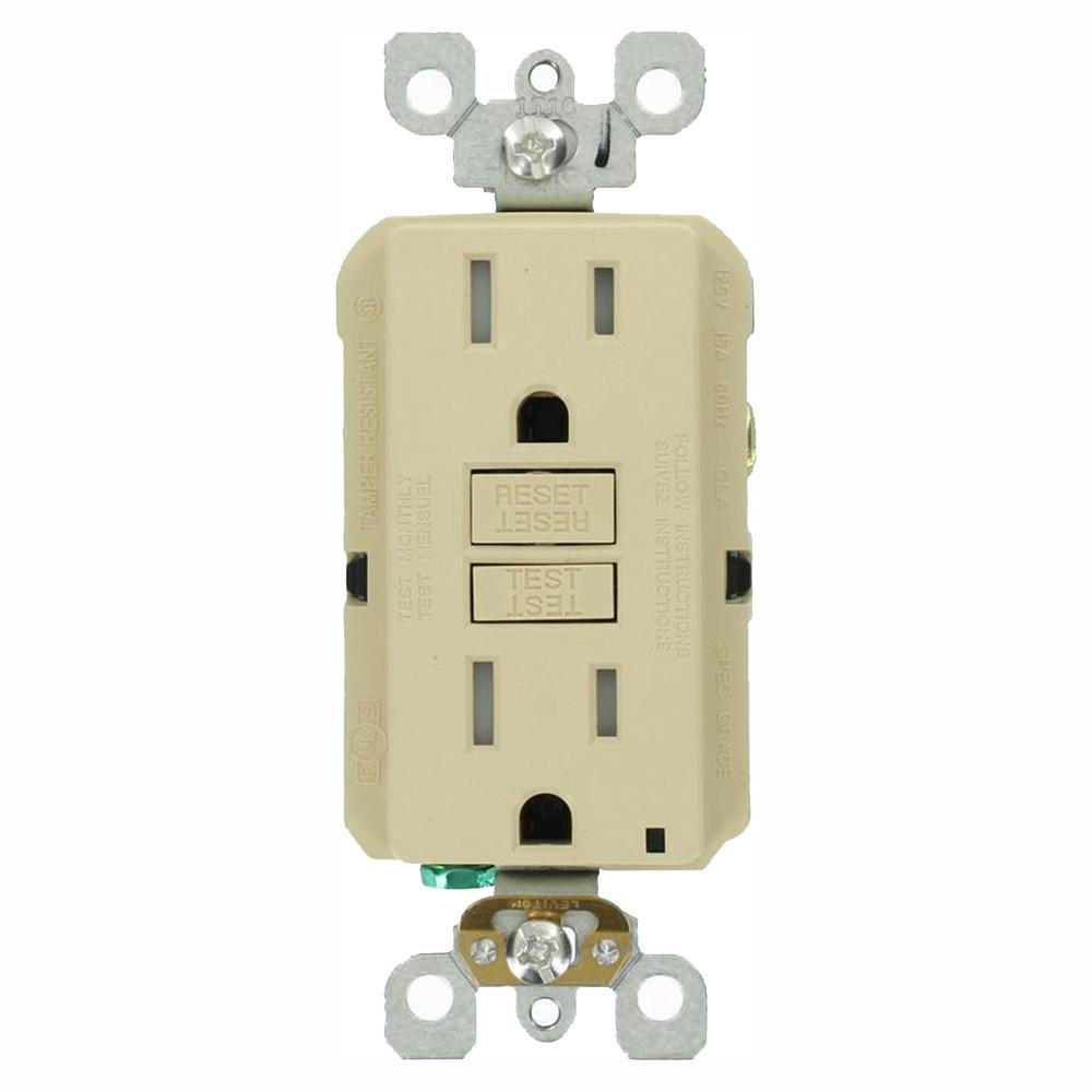 15 Amp 125-Volt Duplex SmarTest Self-Test SmartlockPro Tamper Resistant GFCI Outlet, Black - Super Arbor