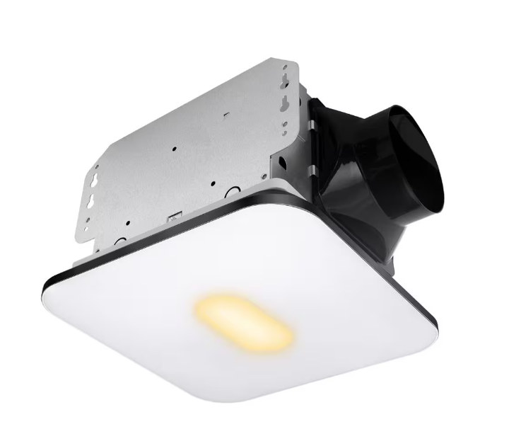 1390N1 Series Decorative Black Fan Speed 90 CFM Ceiling Bathroom Exhaust Fan with 18-Watt Dimmable 3CCT LED Light Square
