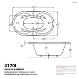 Ruby Diamond Series 5.9 ft. Center Drain Rectangular Drop-in Whirlpool and Air Bath Tub in White - Super Arbor
