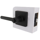 Highland Matte Black Bed and Bath Door Lever with Square Rose