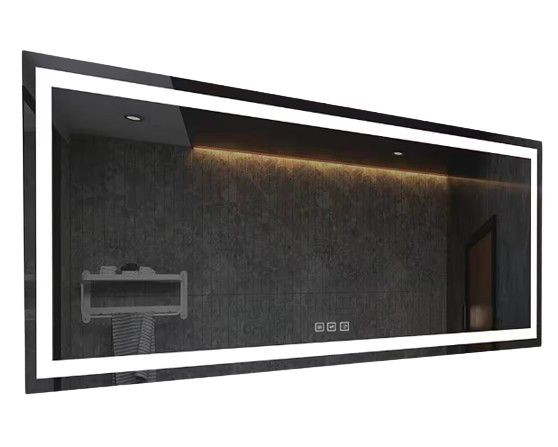 60 in. W x 28 in. H Large Rectangular Frameless LED Light Anti-Fog Wall Bathroom Vanity Mirror Super Bright