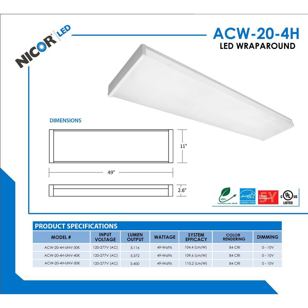 ACW 220-Watt Equivalent High-Output White Integrated LED Wraparound Ceiling Light Fixture, 5000K - Super Arbor