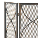 Pleasants Modern Black and Gold Three Panel Iron Fire Screen - Super Arbor
