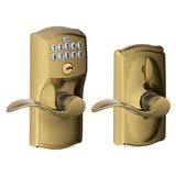 Camelot Satin Nickel Electronic Door Lock with Accent Door Lever Featuring Flex Lock - Super Arbor