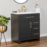 Style Selections Cauley 30-in Black Single Sink Bathroom Vanity with White Cultured Marble Top