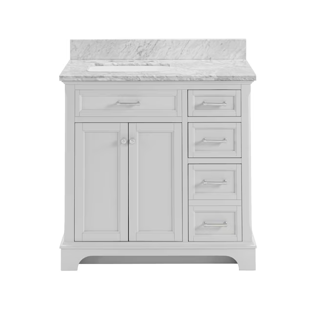 allen + roth Roveland 36-in Light Gray Undermount Single Sink Bathroom Vanity with Carrara Natural Marble Top