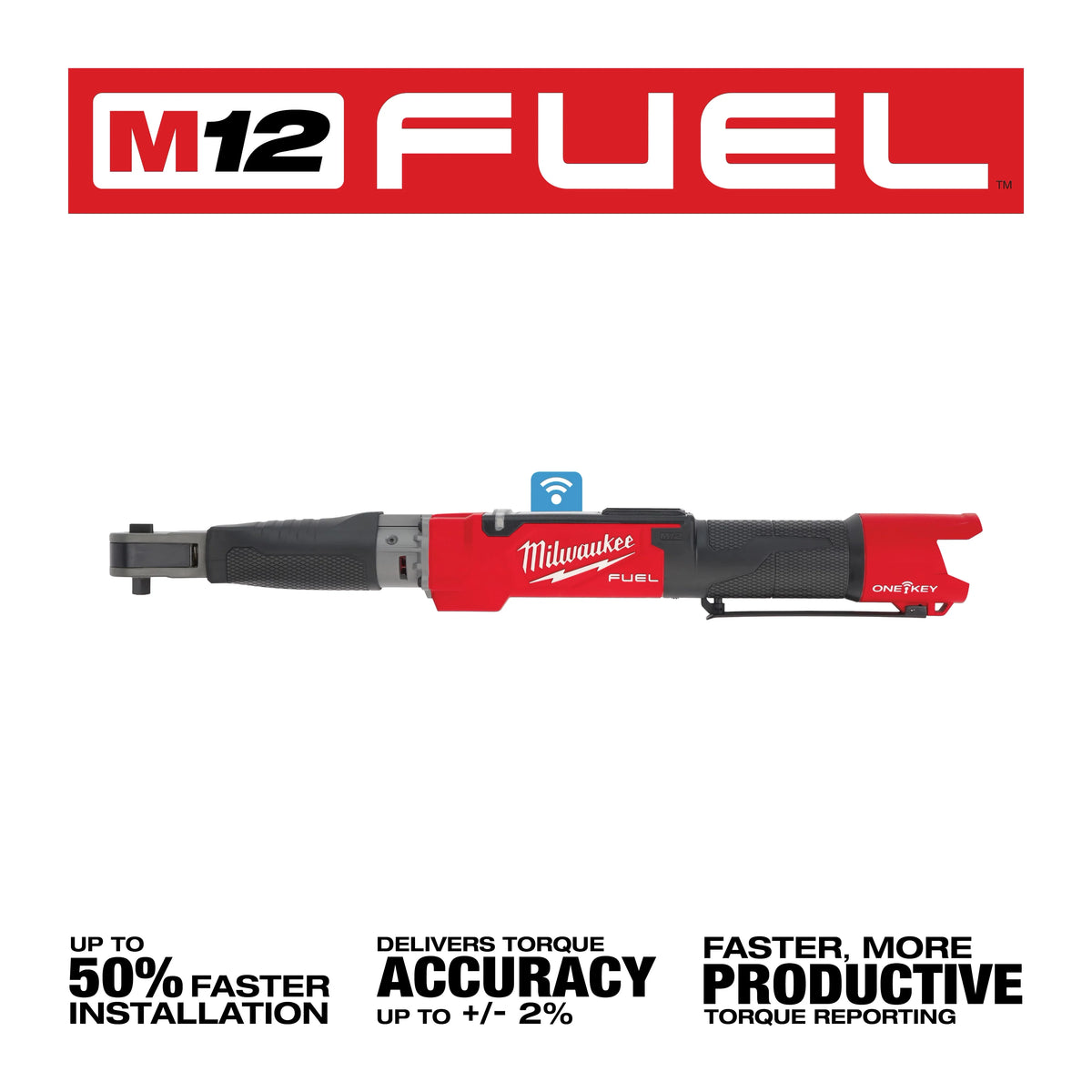 Milwaukee M12 FUEL ONE-KEY 12V Brushless 3/8 in. Digital Torque Wrench (Tool-Only), 10–100 ft-lbs